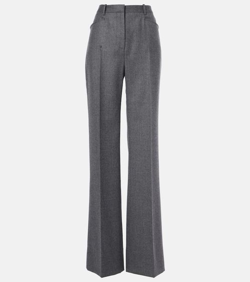 High-rise wool twill bootcut pants