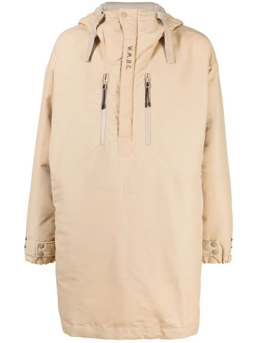 Half zip-up padded coat - Brown