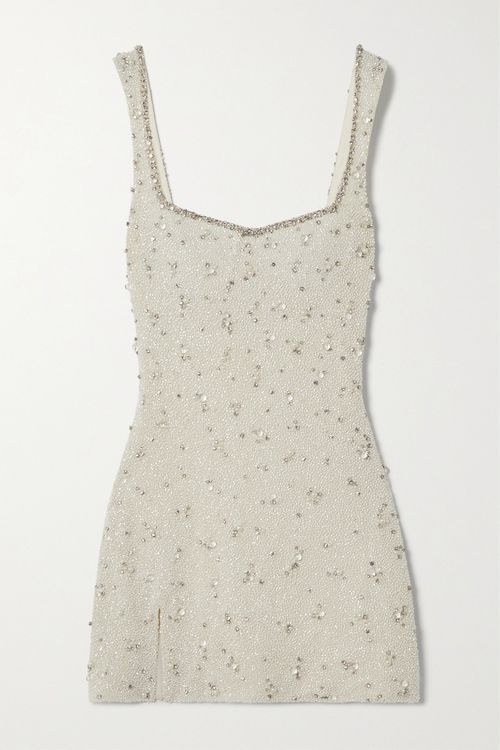 Embellished Stretch-tulle Mini Dress - Ivory