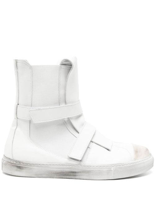 Touch-strap high-top leather sneakers - White