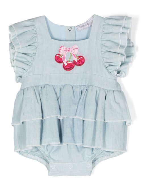 Ruffle-detail flared dress - Blue