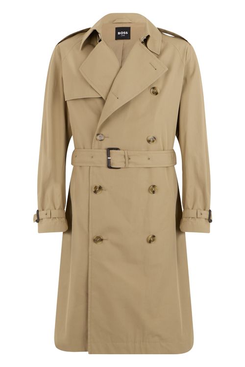 Double-Breasted Cotton Trench Coat — Beige