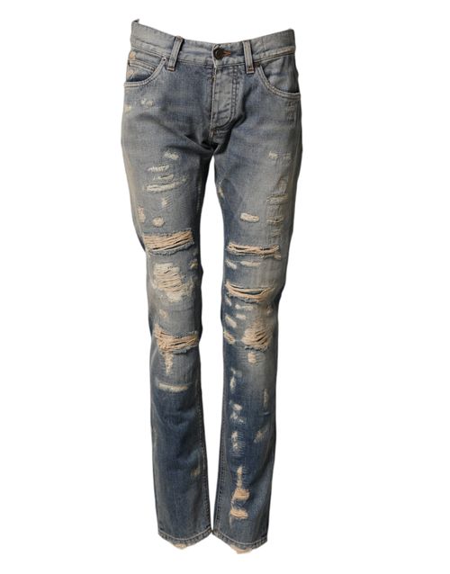 Distressed Skinny Denim Jeans — Blue