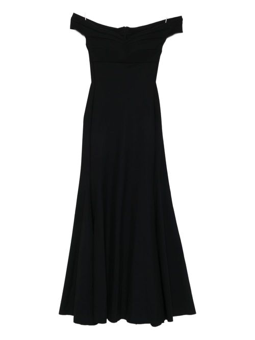 Off-shoulder flared midi dress - Black
