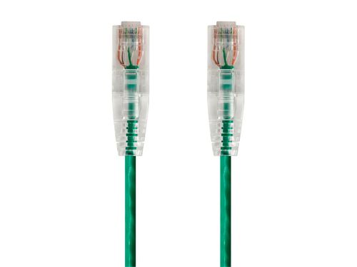 Cat6 1ft Green Component Level Patch Cable, UTP, 28AWG, 550MHz, Pure Bare Copper, Snagless RJ45, SlimRun Series Ethernet Cable