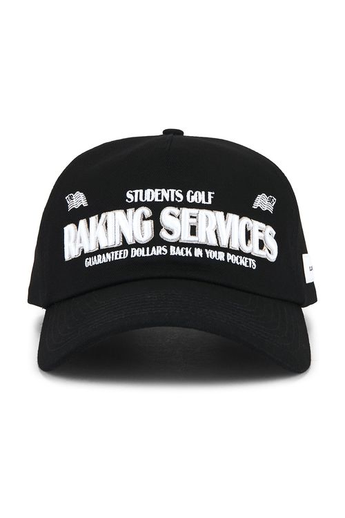 Students Golf Raking Services Snap Back Hat in Black - Black. a