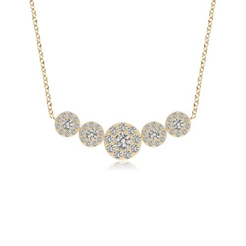Angara 0.32 Carat Graduated Five Stone Diamond Halo Necklace in 18K Yellow Gold
