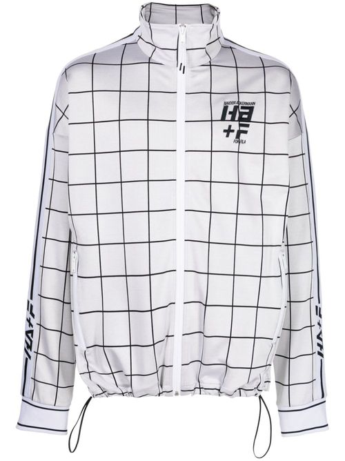 Logo-print checked jacket - Neutrals