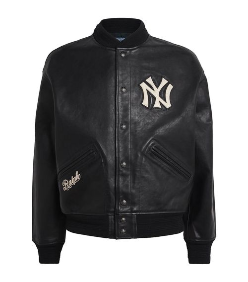 X Yankees Leather Bomber Jacket