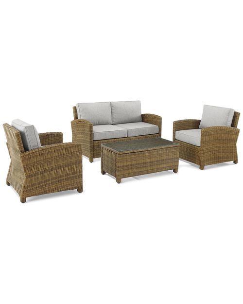 Furniture Bradenton 4Pc Outdoor Wicker Conversation Set