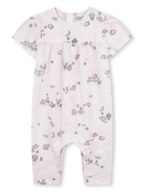 Graphic-print seersucker romper - Neutrals