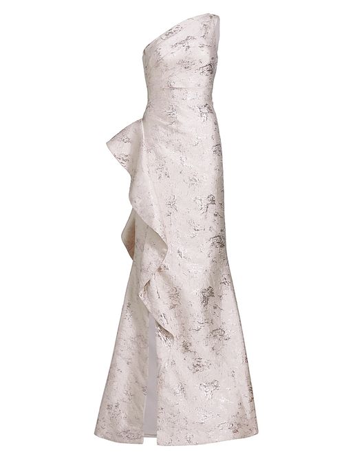 Women's Jacquard One-Shoulder Gown - Blush