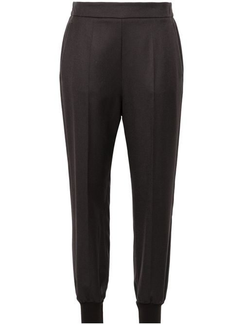 Brown Wool Tapered Trousers