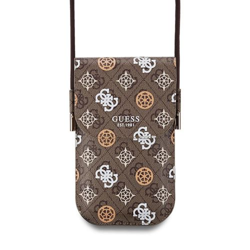 Guess PU 4G Peony Multicolour Universal Phone Pouch with Strap and Card Slot Brown - GUOWBP4PEWPW