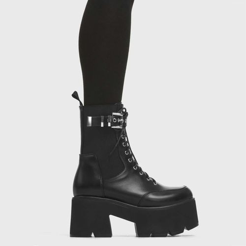 Lamoda Up to My Neck Comfortable Black PU Sneakers for Women Everyday Wear