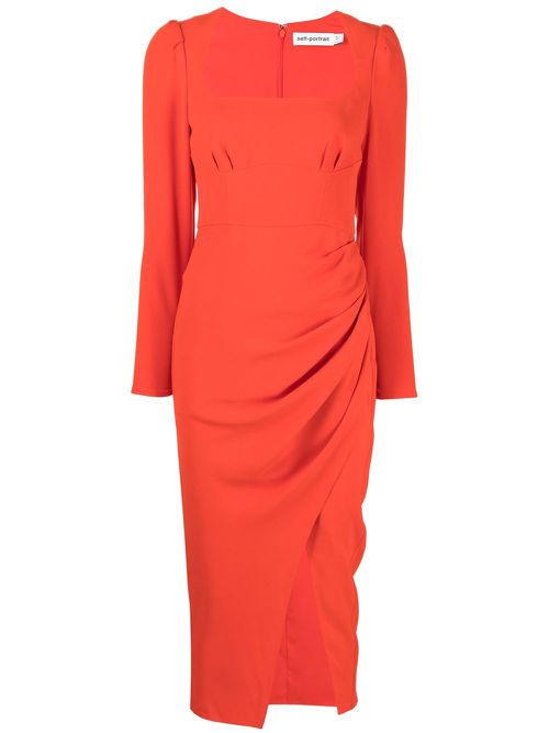 Ruched midi dress - Red
