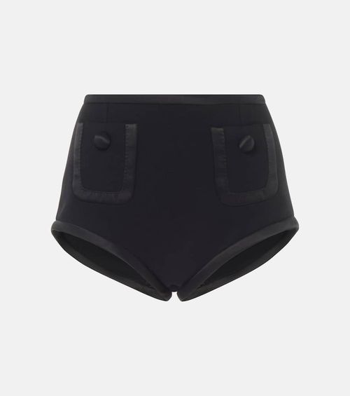 High-rise wool and silk shorts