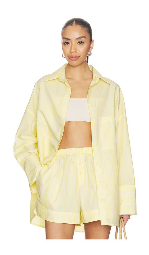 FAITHFULL THE BRAND Clemente Shirt in Elisa Stripe Daffodil White. S also in XS, M