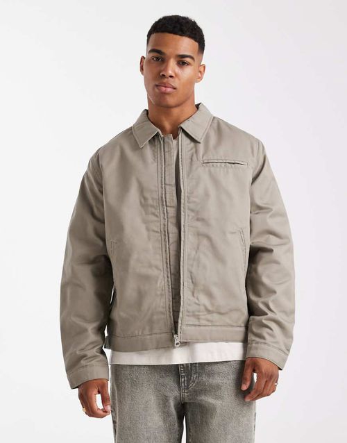 Harrington jacket with double zip in beige-Neutral