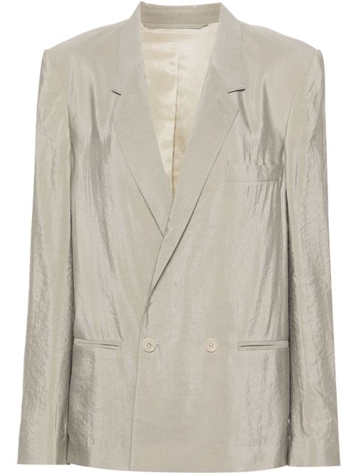Double-breasted crinkled blazer - Grey
