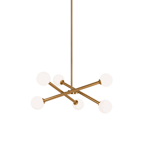 Aged Gold Brass Six Light Pendant from the Matchstix Collection