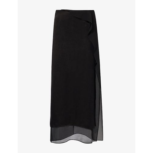 Womens Layered Panelled Cupro-Blend Maxi Skirt