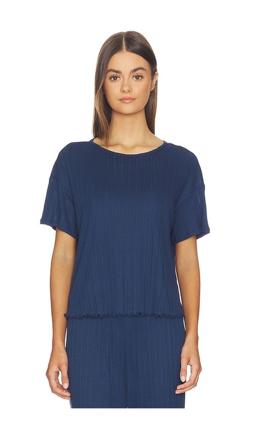 Eberjey Pointelle Short Sleeve Tee in Navy. - M also in L, S