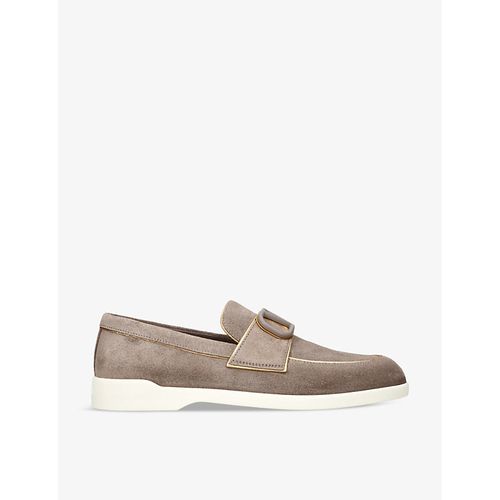 Womens Taupe Leisure Flows Panelled Suede Loafers
