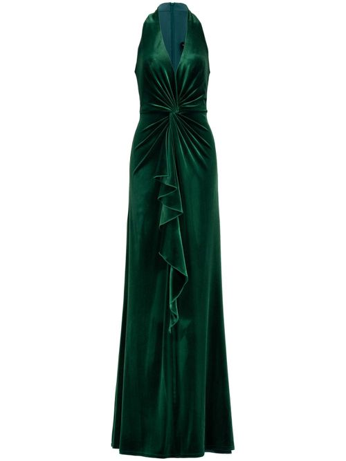 Tadashi Shoji | Cider Twist-Drape velvet gown - Green | Realry