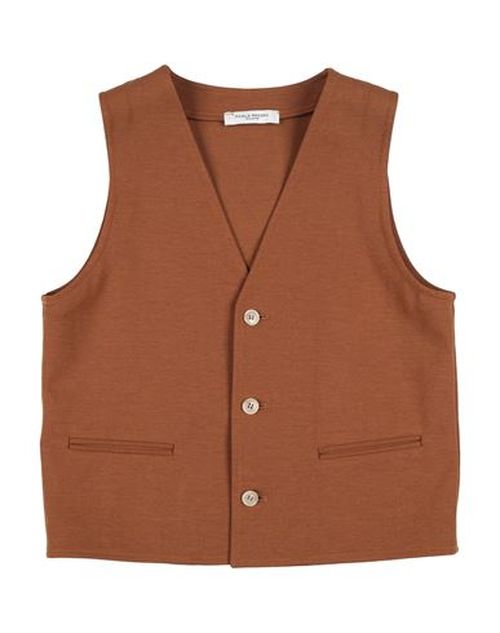 Kid Boy Tailored Vest Brown Size 14 Cotton, Polyamide, Elastane