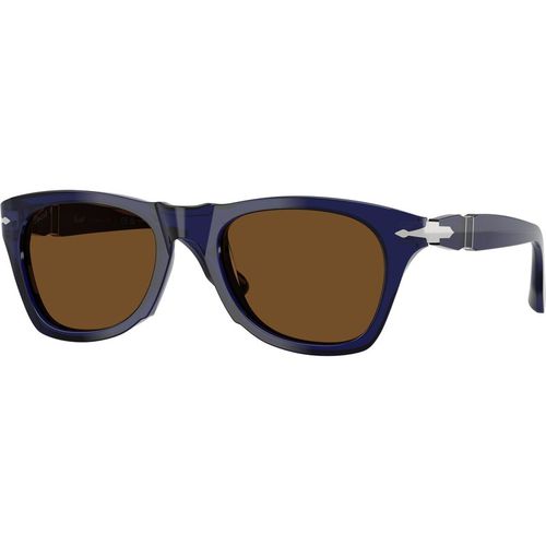 Persol Unisex Persol PO8001S 181/57 Occhiali da sole Acetato Blu Marrone Pantos Polarizzata