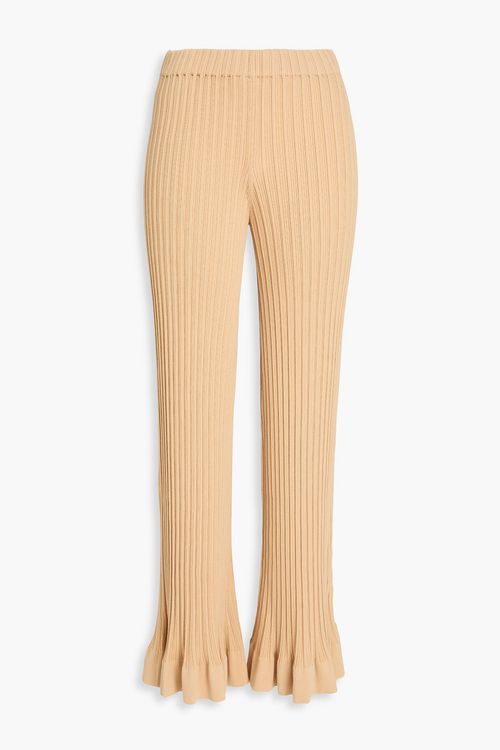 Kenzie ribbed jersey flared pants - Neutral - XS