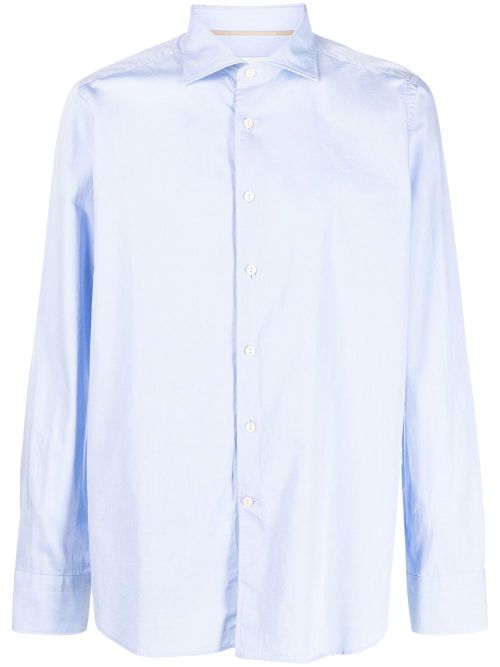 Spread-collar long-sleeve shirt - Blue
