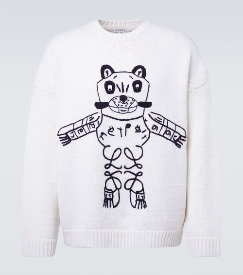 X Louis Wain embroidered wool sweater