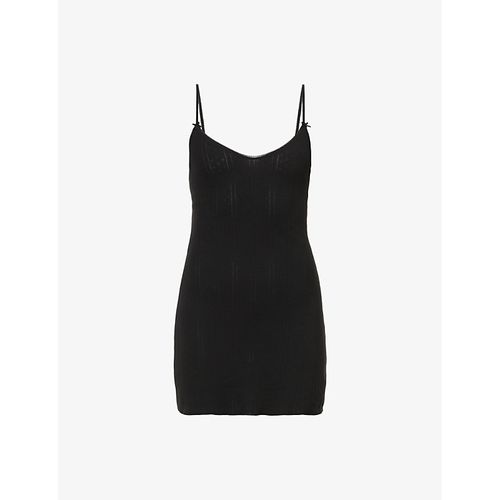 Womens 2Black French-lace Sleeveless Organic-cotton Mini Dress