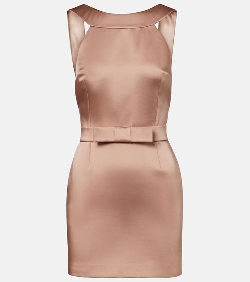 Delphine bow-detail satin minidress