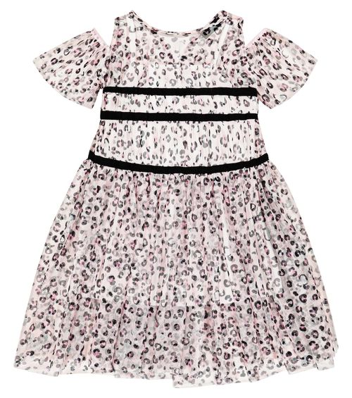 Monnalisa Leopard-print tulle dress