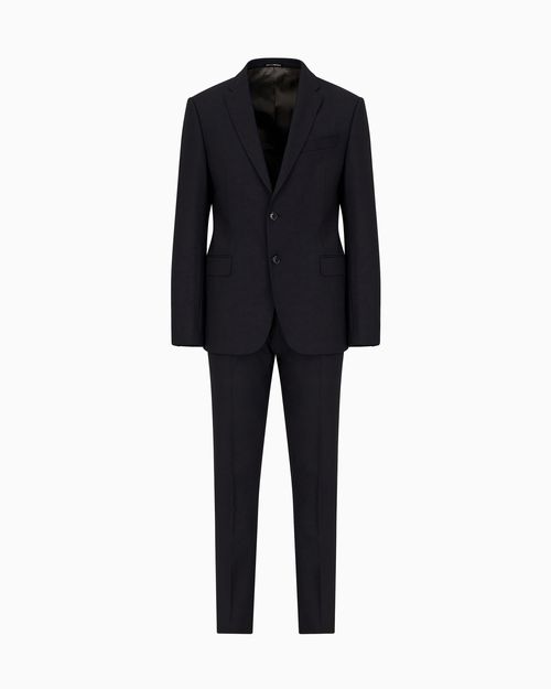Single-breasted, slim-fit suit in brushed stretch light wool