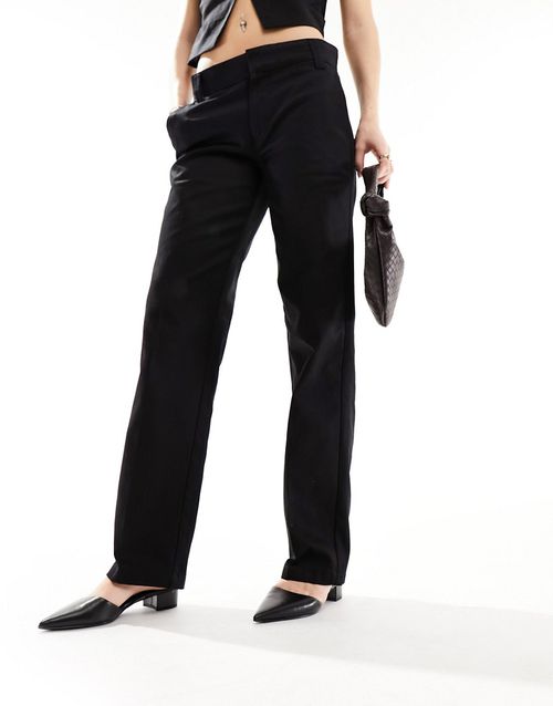 Felted fleece wide leg pants in black