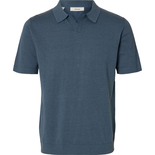 Selected Mattis Short Sleeve Linen Blend Open Polo