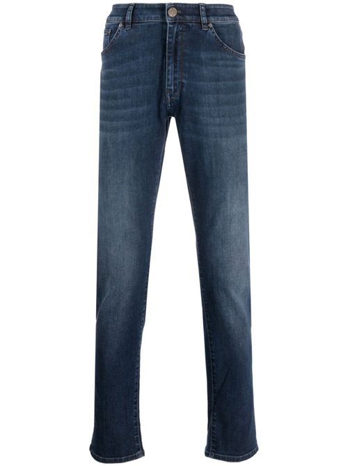 Washed-denim slim-cut jeans - Blue