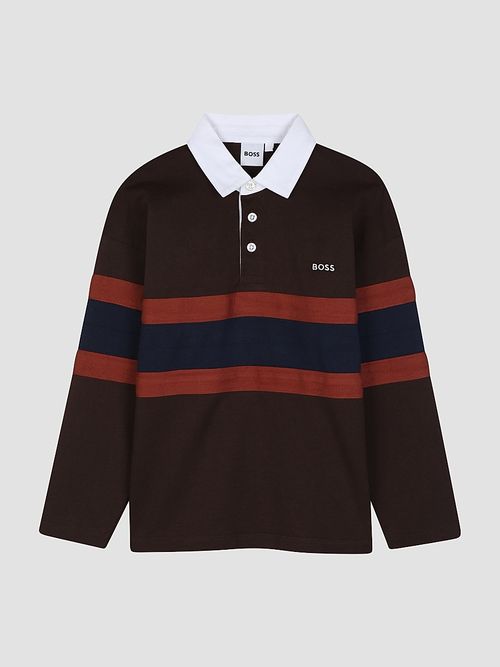 Little Boy's & Boy's Striped Long-Sleeve Polo Shirt - Brown