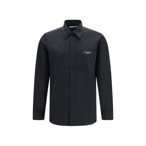 Embroidered Cotton Poplin Shirt — Black