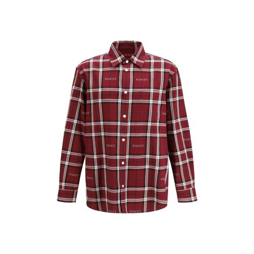 Tartan Jacquard Cotton Shirt — Red