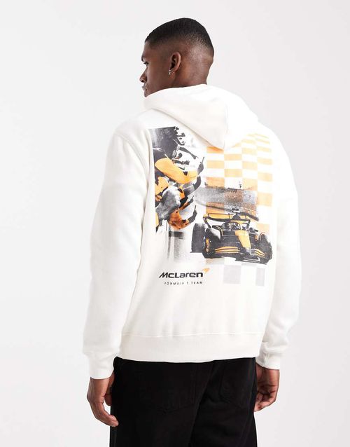 Boxy F1 back graphic hoodie in white