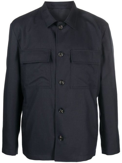 Attitude wool-blend shirt jacket - Blue