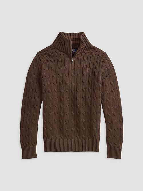 Boy's Little Boy's & Boy's Cotton Cable-Knit Pullover Sweater - Nutmeg Brown