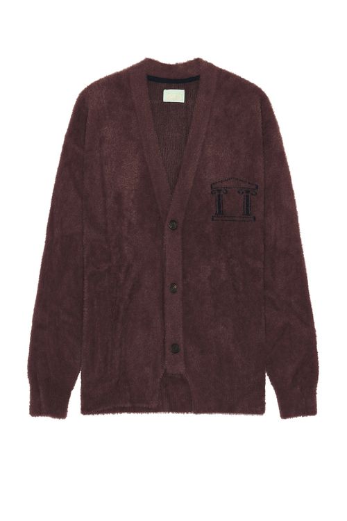 Aries Oversized Chenille Knit Cardigan in Brown - Cognac.  XL/1X also in L