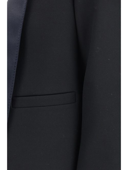 Cropped Single-Breasted Wool Blazer — Black