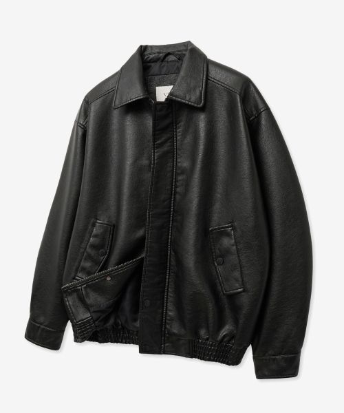 8262 Washed Oversized Leather Jacket